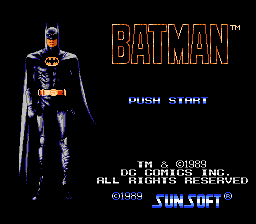 Batman The Video Game title screen for NES